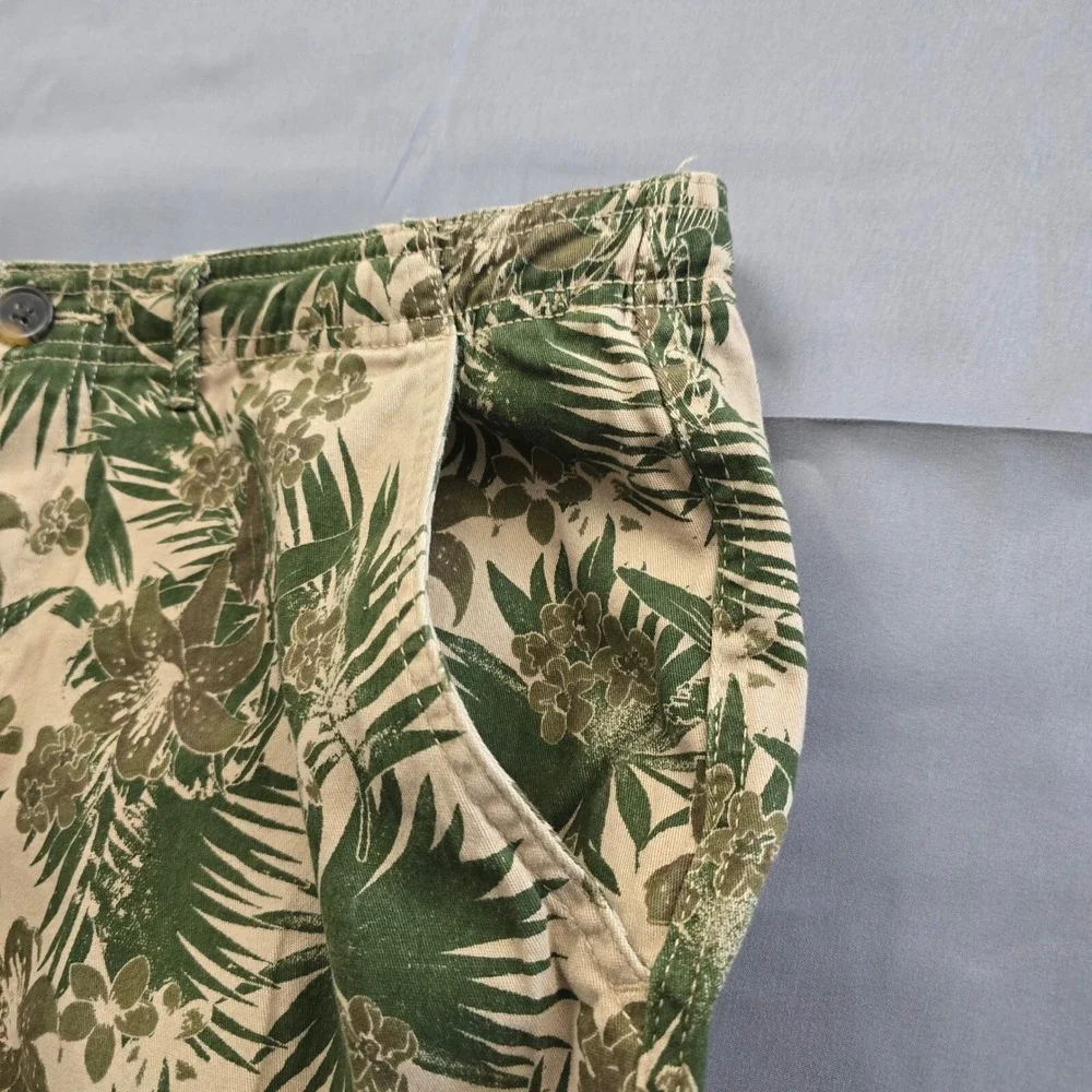 C&C California Floral Shorts Men 34 Tan Tropical Stretch Drawstring Pocket